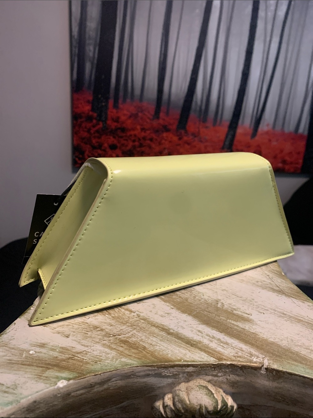 Patent Triangle Clutch in Pale Yellow
